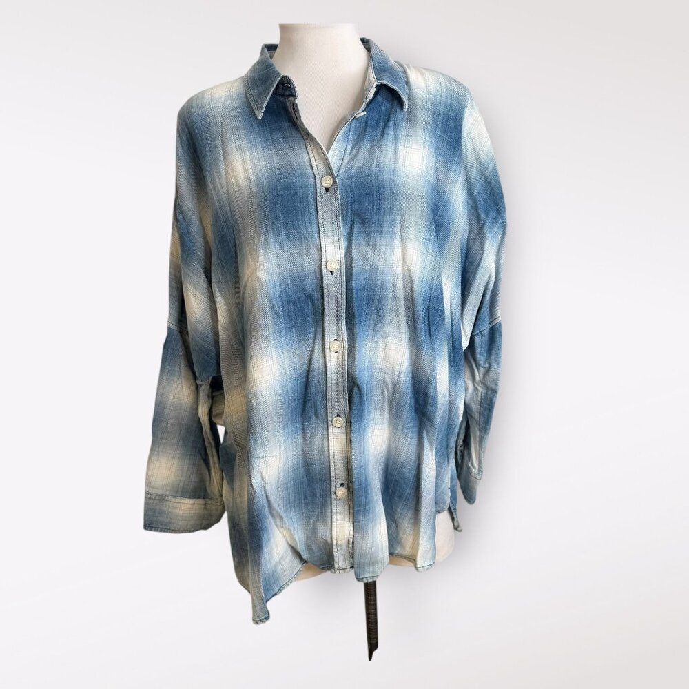 American Eagle Oversized‎ Cotton Plaid Button Up Shirt